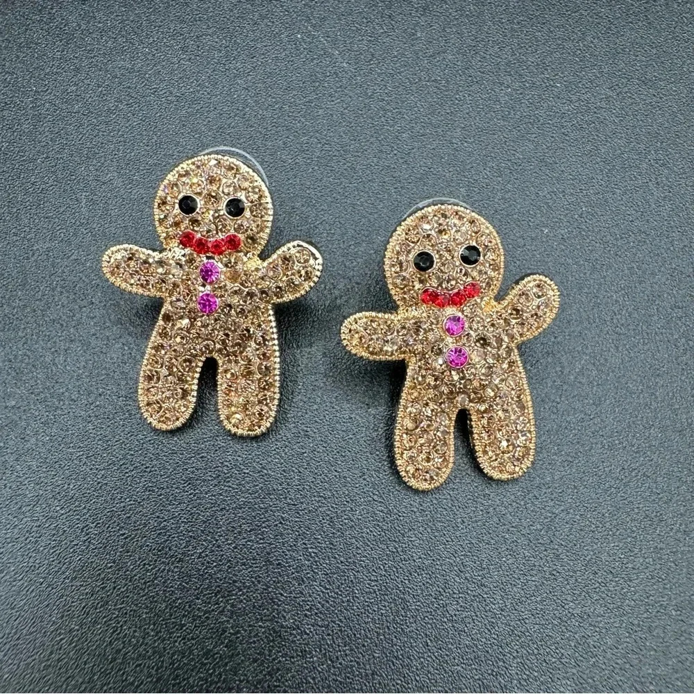 Adorable Gingerbread Festive Christmas Earrings Pierced